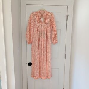 Women's Peach Geometric Maxi Dress